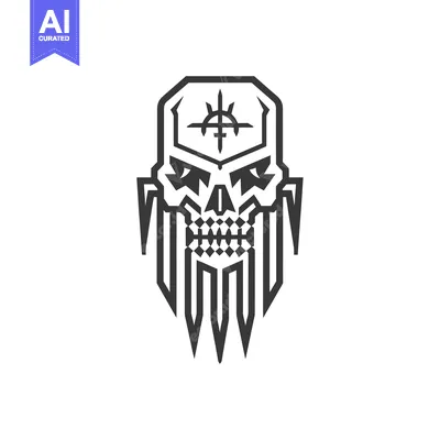 Aset premium populer: Geometric Skull with Intricate Detail and a Cross Symbol