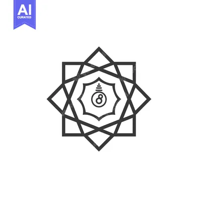 Aset premium populer: Geometric Star Design with Number Eight in Center