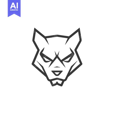 Aset desain premium: Geometric stylized wolf head outline logo