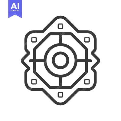 Aset premium populer: Geometric Symbol with Central Circle and Square Elements