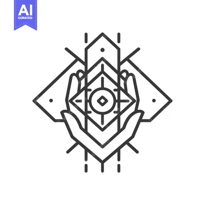 Aset premium populer: Geometric Symbol with Hands Protecting a Central Eye