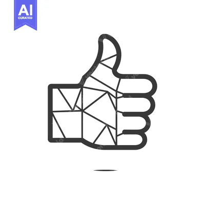 Aset desain premium: Geometric Thumbs Up Gesture in Black and White