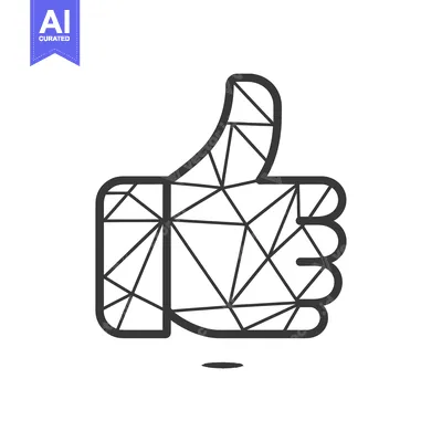 Aset desain premium: Geometric Thumbs Up Sign with Triangular Pattern