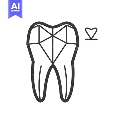 Aset premium populer: Geometric Tooth with a Heart Design