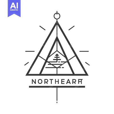 Aset premium populer: Geometric Triangle Logo with North Earth Text