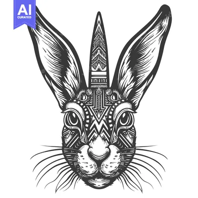 Aset premium populer: Geometric Tribal Pattern Rabbit Head with Large Ears