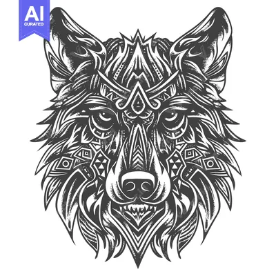 Aset premium populer: Geometric Tribal Wolf Head Illustration