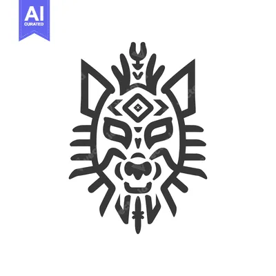 Aset premium populer: Geometric Tribal Wolf Head with Ornamental Details