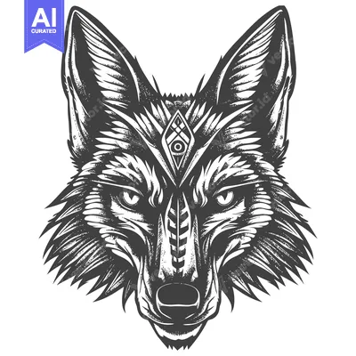 Popular premium asset: Geometric Tribal Wolf with Third Eye and Intricate Design