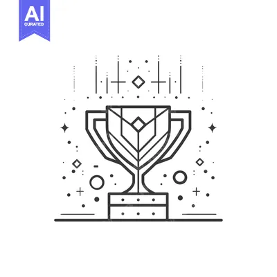 Aset premium populer: Geometric Trophy With Shining Stars And Lines