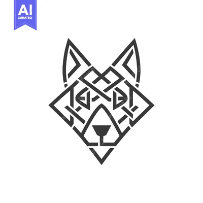 Aset desain premium: Geometric Wolf Head Design