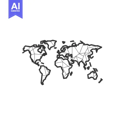 Premium design asset: Geometric world map with connecting lines