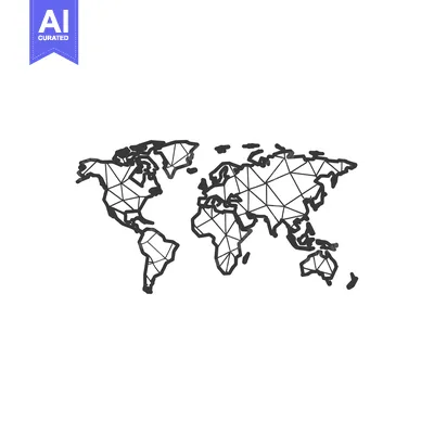 Aset desain premium: Geometric World Map with Triangles