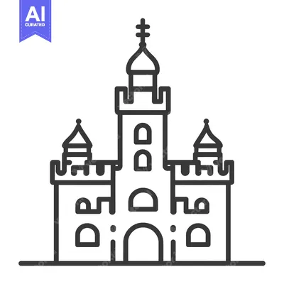 Aset desain premium: A simple vector illustration of a medieval castle with towers