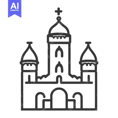 Aset premium populer: An illustrative line drawing depicting an ornate church building desig