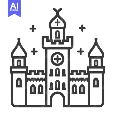 Aset premium populer: An illustrated image of a stylized castle with towers