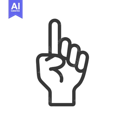 Aset desain premium: Minimalist Hand Icon with Index Finger Pointing Upward on White Backgr