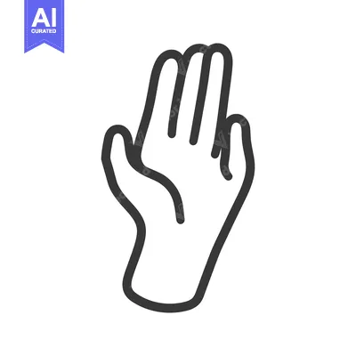 Aset desain premium: A stylized outline illustration of a human hand with fingers extended