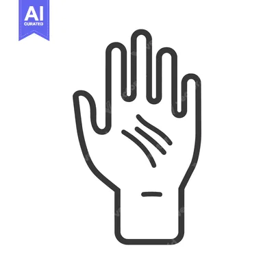 Aset desain premium: A simple illustrated hand with open palm and visible lines