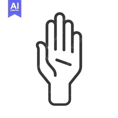 Aset desain premium: A simple illustrated hand showing the palm with outstretched fingers