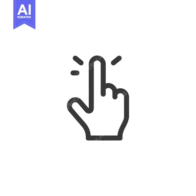 Aset premium populer: Clicking Finger Icon: Bold Outline on White Background, Digital Intera