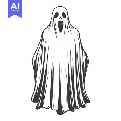 Premium design asset: A white sheet ghost figure with a gaping open mouth