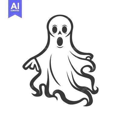 Aset premium populer: An illustrated cartoon ghost with an open mouth expression