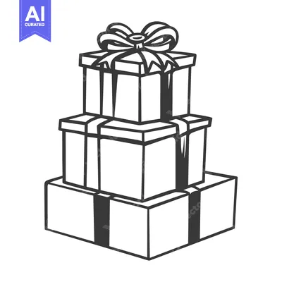 Aset premium populer: A tall stack of three present boxes with ribbon on top