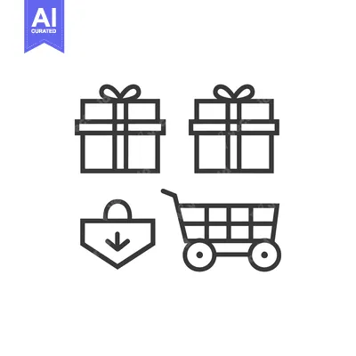 Aset desain premium: Gift Boxes, Shopping Cart and Down Arrow Icon Set