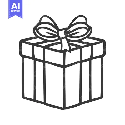 Aset desain premium: A boxed present tied with a decorative bow on top