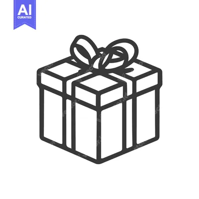 Aset desain premium: A boxed present tied up with ribbon ready to give someone