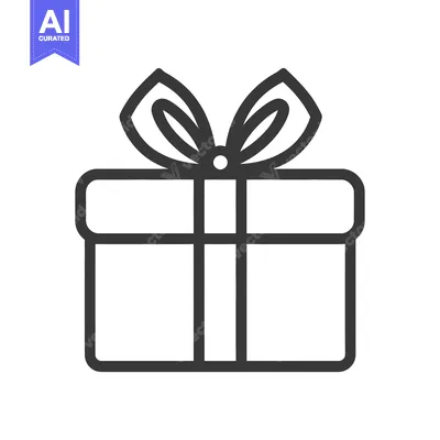Aset premium populer: An illustrated present box with a lovely bow on the top