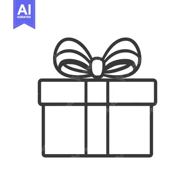 Premium design asset: A simple line drawing of a present with a bow on top
