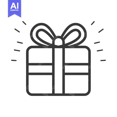 Aset premium populer: A simple line drawing of a tied present with sparkles