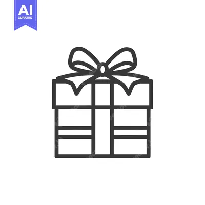 Aset premium populer: A Simple Outline Illustration Depicting A Gift Box With A Bow