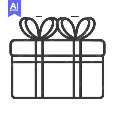 Aset premium populer: A graphic illustration of a gift box with a decorative bow
