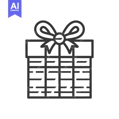 Aset desain premium: A simple graphic illustration of a wrapped present with a bow