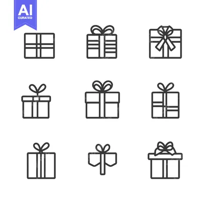 Aset desain premium: Nine simple drawings of different gift box variations
