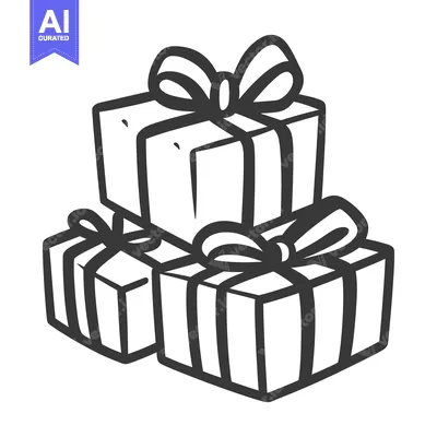 Aset premium populer: Three stacked presents decorated with ribbons and beautiful bows
