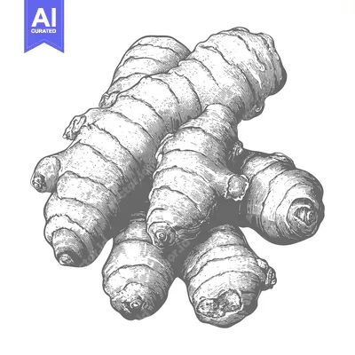 Aset premium populer: A Detailed Illustration of Fresh Ginger Roots
