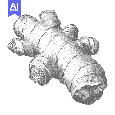 A Detailed Engraving of Fresh Ginger Root