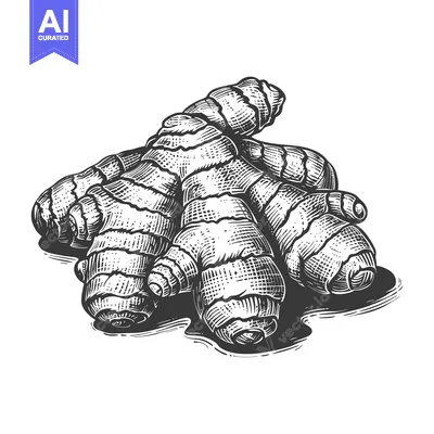 Aset premium populer: A Detailed Hand Drawn Illustration Of Ginger Root