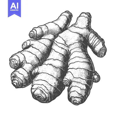 Popular premium asset: A Detailed Hand Drawn Illustration Of Fresh Ginger Root