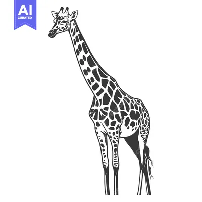 Premium design asset: A Tall Giraffe Standing Against A White Background Looking Left