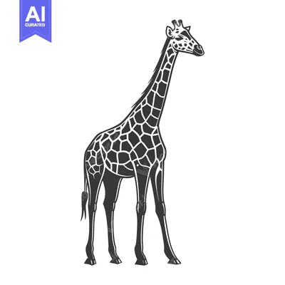 Aset premium populer: A tall giraffe with a long neck is standing upright