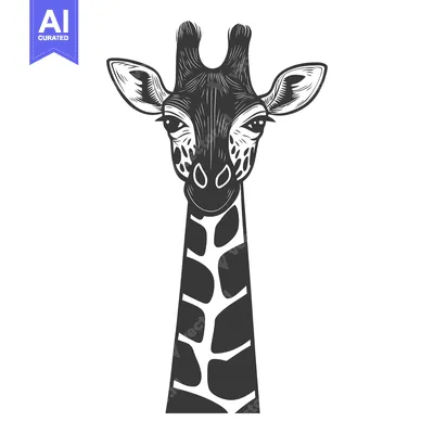 Popular premium asset: A detailed black and white illustration of a giraffe head