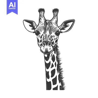 Aset desain premium: A detailed illustration showcases the head and neck of a giraffe