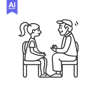 Aset premium populer: Girl and Man Sitting Facing Each Other on Chairs