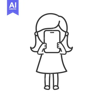 Premium design asset: Girl Holding Smartphone in Front of Her Face