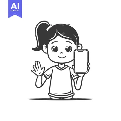 Premium design asset: Girl Holding Smartphone With Empty Screen